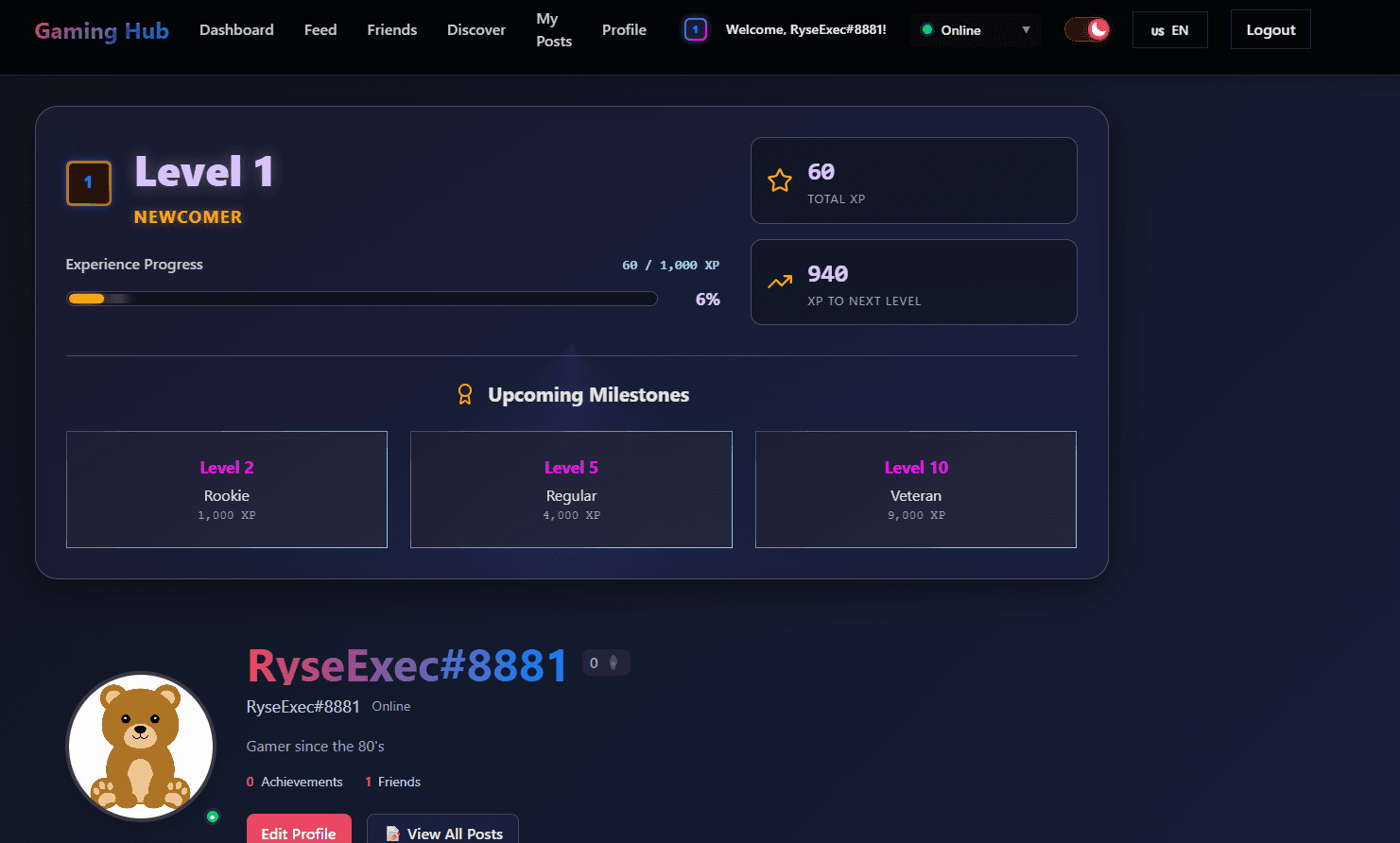 Profile page preview